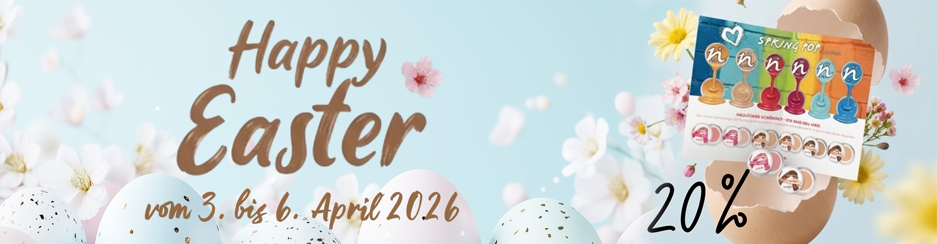Banner Happy Easter 20% Rabatt 03.-06. April 2026